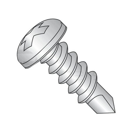 Newport Fasteners Self-Drilling Screw, #10 x 2-1/2 in, Plain 410 Stainless Steel Pan Head Phillips Drive, 1400 PK 497276-1400